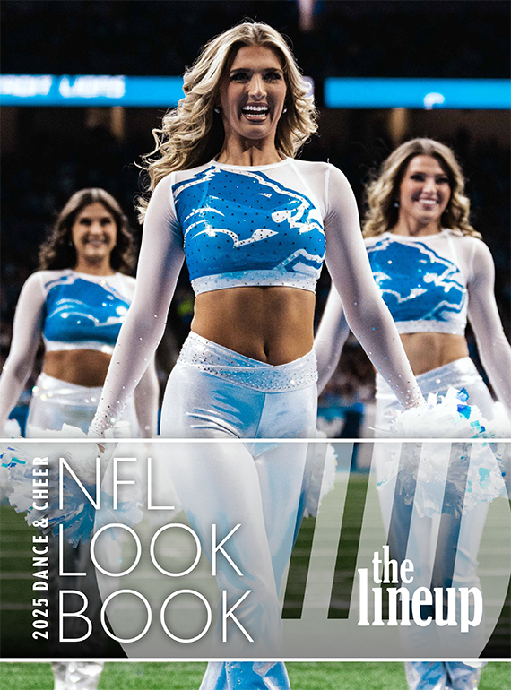 Detroit Lions Cheerleaders on 2025 Dance & Cheer Pro Look Book.